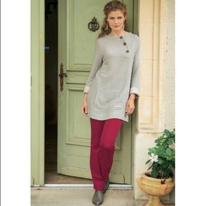 NEW Soft Surroundings Cranberry Red Cotton Stretch Pull On Pants - Style 2AX22